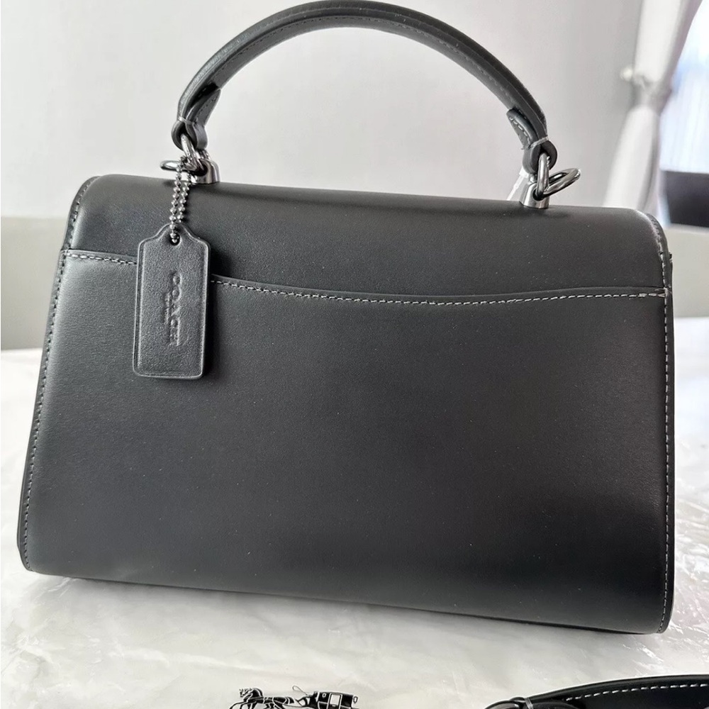 Coach Black Leather Top-Handle Satchel - Picture 2 of 8